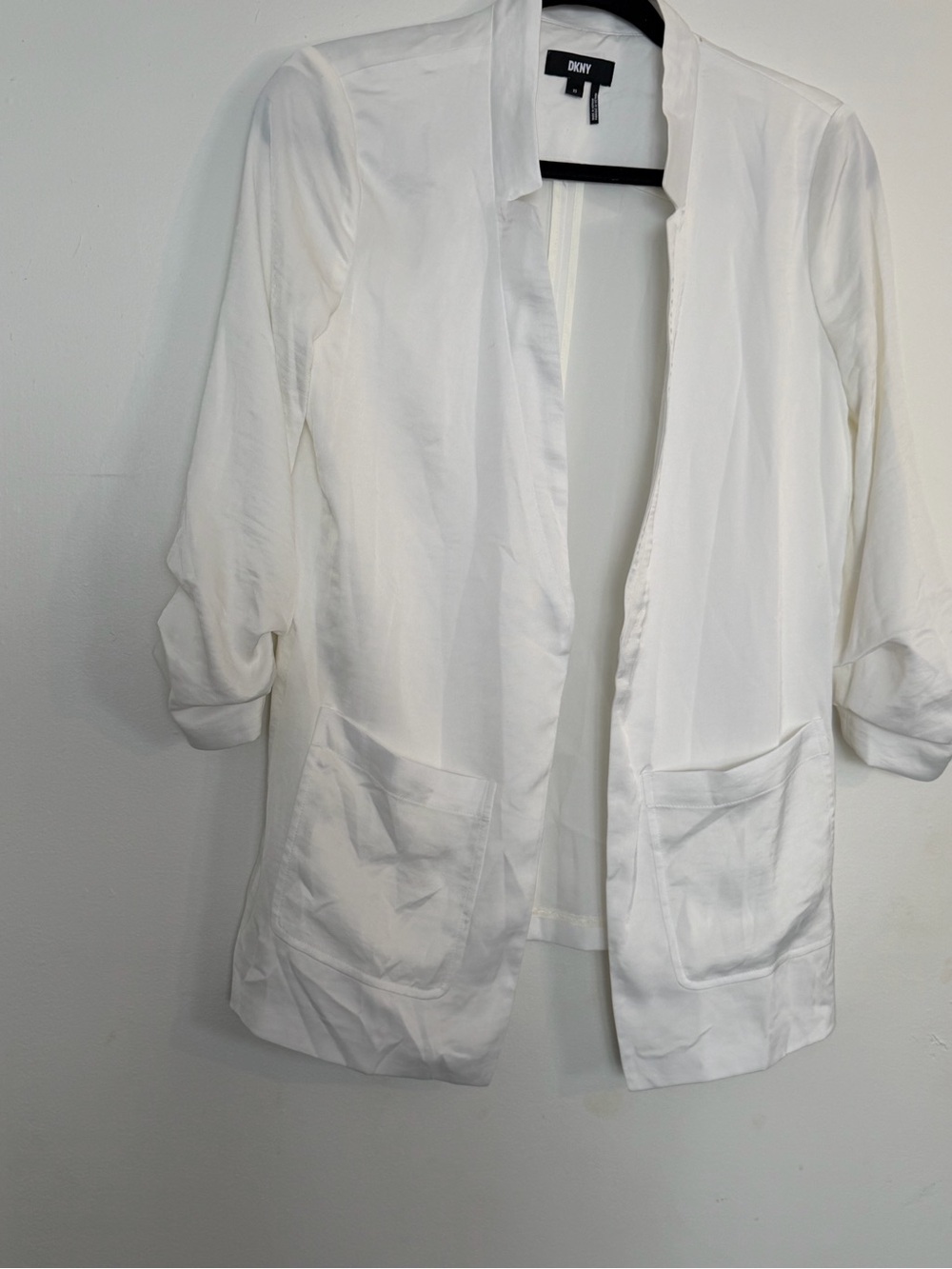 DKNY White Open-Front Lightweight Blazer